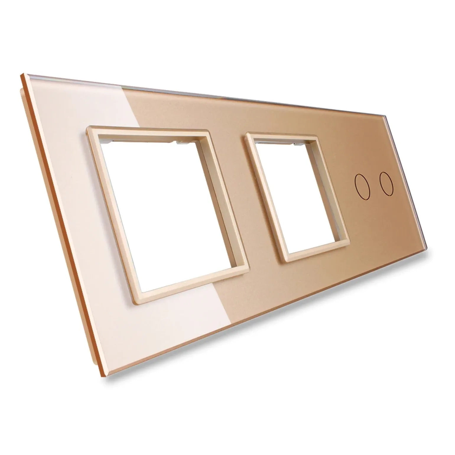 Potrójna złota ramka szklana z miejscem włącznika dotykowego (702GG-63) LIVOLO