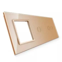 Potrójna złota ramka szklana z miejscem włącznika dotykowego (7021G-63) LIVOLO
