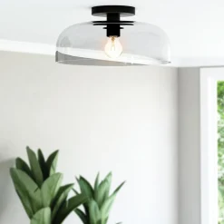 Półplafon Sylvia - 1 źródło światła - Matowa czerń (ALM-SYLVIA-SF-BK-CL) - Elstead Lighting