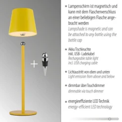 Przenośna, ładowana lampa stołowa BOTERIA ŻÓŁTY (19251-81) - Paul Neuhaus