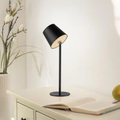 Przenośna, ładowana lampa stołowa BOTERIA CZARNY (19251-18) - Paul Neuhaus