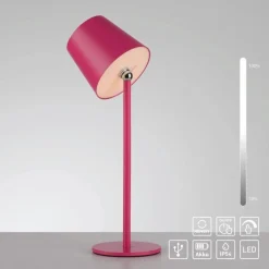Przenośna, ładowana lampa stołowa BOTERIA RÓŻOWY (19251-87) - Paul Neuhaus