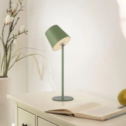 Przenośna, ładowana lampa stołowa BOTERIA ZIELONY (19251-43) - Paul Neuhaus