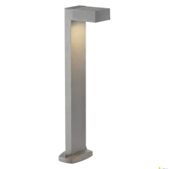 QUADRASYL 75, zewnętrzna lampa podłogowa, żarówka energooszczędna GX53, IP44, w kształcie prostopadłościaniu, srebrnoszara, dł./szer./wys. 19/22,5/75 cm, maks. 11 W (232294) - SLV
