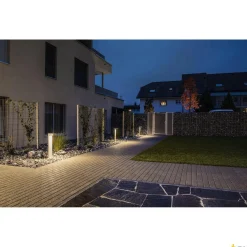 QUADRASYL 75, zewnętrzna lampa podłogowa, żarówka energooszczędna GX53, IP44, w kształcie prostopadłościaniu, srebrnoszara, dł./szer./wys. 19/22,5/75 cm, maks. 11 W (232294) - SLV