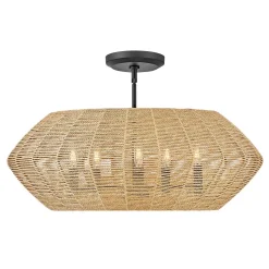Rattanowa lampa wisząca Luca - 5 źródeł światła - karmelowy beż (QN-LUCA-5P-M-BK-CAM) - Quintiesse