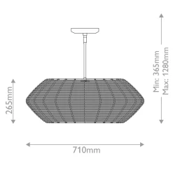 Rattanowa lampa wisząca Luca - 5 źródeł światła - karmelowy beż (QN-LUCA-5P-M-BK-CAM) - Quintiesse