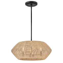 Rattanowa lampa wisząca Luca - 3 źródła światła - karmelowy beż (QN-LUCA-P-S-BK-CAM) - Quintiesse