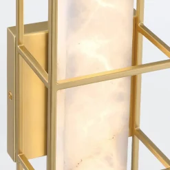 Średni kinkiet Blakley z alabastrowym kloszem Szczotkowane złoto (QN-BLAKLEY-M-BG) - Quintiesse