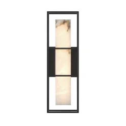 Średni kinkiet Blakley z alabastrowym kloszem Matowa czerń (QN-BLAKLEY-M-BK) - Quintiesse