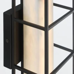 Średni kinkiet Blakley z alabastrowym kloszem Matowa czerń (QN-BLAKLEY-M-BK) - Quintiesse