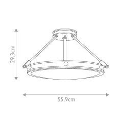 Średni półplafon Collier - 4 źródła światła - Zgaszona czerń (HK-COLLIER-SF-M-BX) - Elstead Lighting
