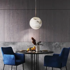 Średnia lampa wisząca Kepler - 1 źródło światła - Szczotkowane złoto (QN-KEPLER-1P-M-BG) - Quintiesse