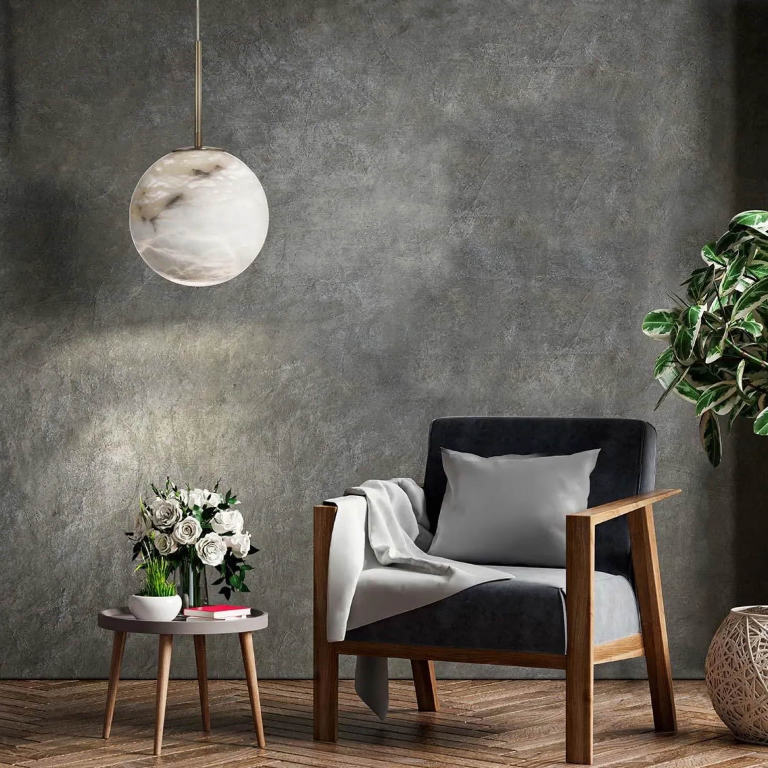 Średnia lampa wisząca Kepler - 1 źródło światła - Szczotkowane złoto (QN-KEPLER-1P-M-BG) - Quintiesse