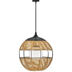 Średnia lampa wisząca na taras Maddox karmelowy beż (QN-MADDOX-P-M-BK-CAM) - Quintiesse