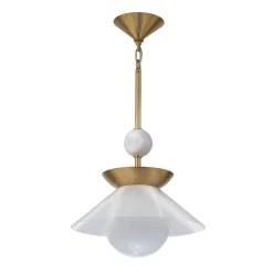 Średnia lampa wisząca Saucer - 1 źródło światła - Postarzany mosiądz (QN-SAUCER-1P-M-AB-OPAL) - Quintiesse