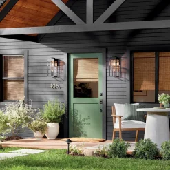 Średnia latarnia naścienna Hone - 1 źródło światła - Strukturalna czerń (KL-HONE-M-BKT) - Elstead Lighting