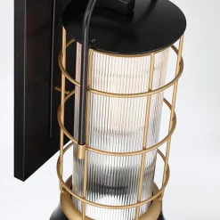 Średnia latarnia naścienna Rivamar - 1 źródło światła - Brązowo-złota (QN-RIVAMAR-M-BLK-GD) - Quintiesse