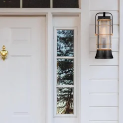 Średnia latarnia naścienna Rivamar - 1 źródło światła - Brązowo-złota (QN-RIVAMAR-M-BLK-GD) - Quintiesse