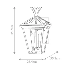Średnia latarnia naścienna Palma - 2 źródła światła - Oksydowany brąz (HK-PALMA-M-BU) - Hinkley