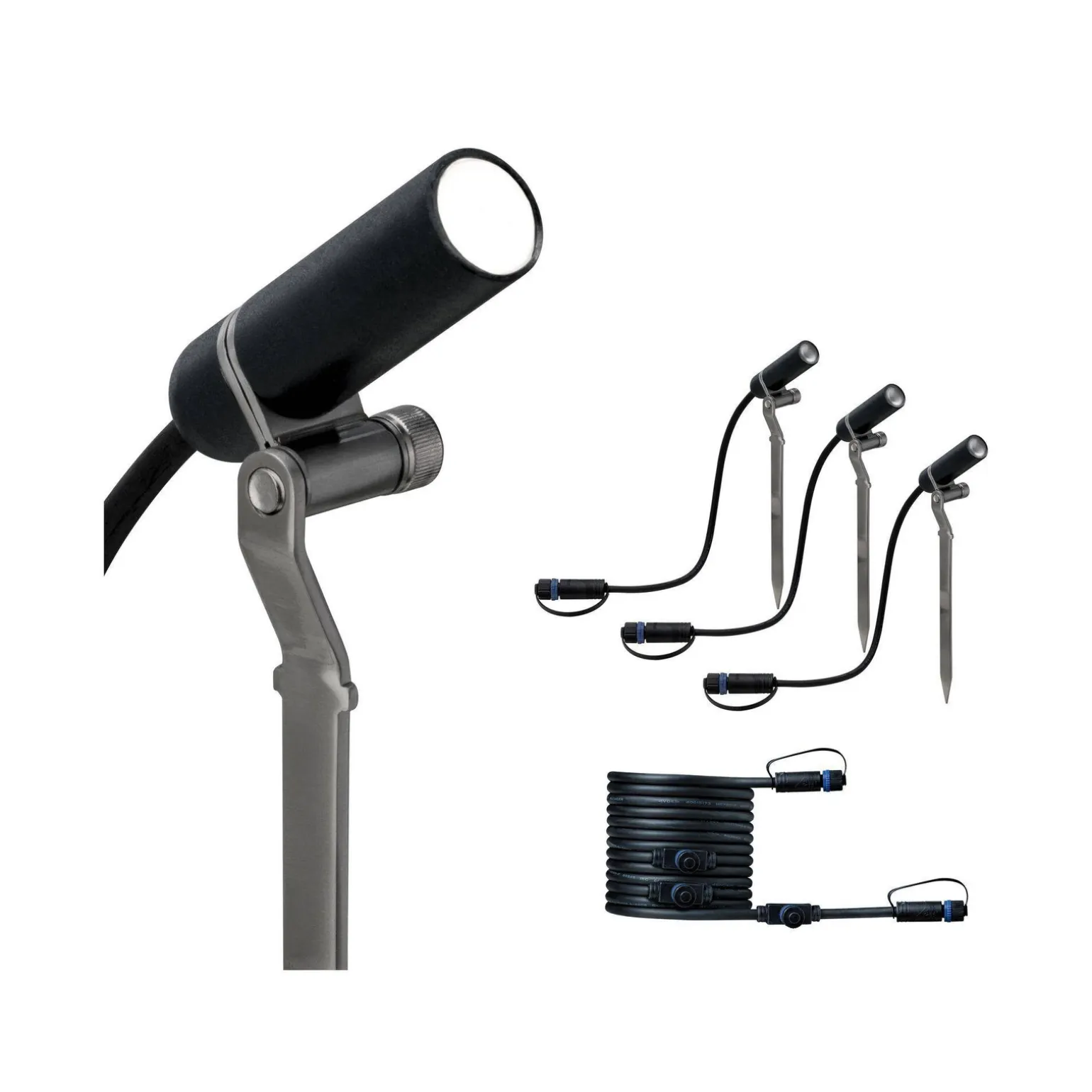 Reflektor ogrodowy Plug & Shine PLANTINI zestaw 3x2W 3000K IP65 24V zestaw do rozbudowy antracyt / aluminium (PL94156) - PAULMANN