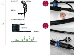Reflektor ogrodowy Plug & Shine STING zestaw przedłużający 3x6W 3000K 520lm DIM IP67 24V antracyt / aluminum (PL93689) - PAULMANN