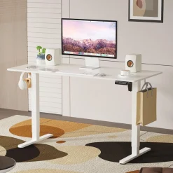 Regulowane biurko gamingowe Control Lite 140 Biały/Biały (LV1716) - LVN SYSTEM