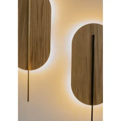 ROKKE WOOD drewniana lampa ścienna / kinkiet z mosiężnym detalem (RKW21030) - Ummo