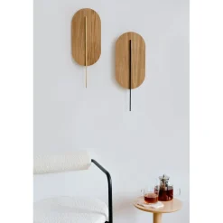 ROKKE WOOD drewniana lampa ścienna / kinkiet z białym detalem (RKW21010) - Ummo