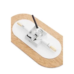 ROKKE WOOD drewniana lampa ścienna / kinkiet z białym detalem (RKW21010) - Ummo