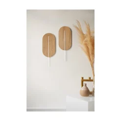 ROKKE WOOD drewniana lampa ścienna / kinkiet z białym detalem (RKW21010) - Ummo