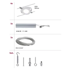RoundMac LED system linkowy DC 4x4W Biały Mat 230V/12V DC 36VA Metal (PL94105) - PAULMANN