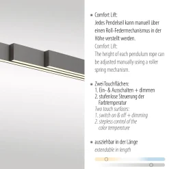 Rozsuwana i regulowana lampa wisząca ADRIANA COMFORT LIFT ANTRACYT (2598-13) - Paul Neuhaus