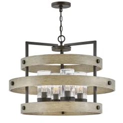 Rustykalny żyrandol Riverwood - 4 źródła światła - Ciepły brąz, ciepły jesion (QN-RIVERWOOD4) - Quintiesse
