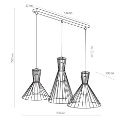 SAHARA LAMPA WISZĄCA 3 PŁ LISTWA (3352) - TK Lighting