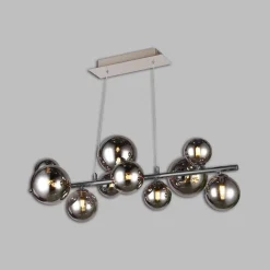 SEVILLA Lampa wisząca z dziesięcioma kulistymi kloszami w kolorze czarnego chromu (6214-1010) - Aviano Lighting