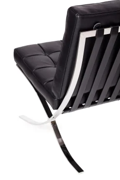 Sofa BARCELON trzyosobowa czarna - włoska skóra naturalna, chrom (KH1501100212) - King Home