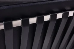 Sofa BARCELON trzyosobowa czarna - włoska skóra naturalna, chrom (KH1501100212) - King Home