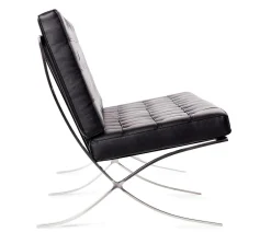 Sofa BARCELON trzyosobowa czarna - włoska skóra naturalna, chrom (KH1501100212) - King Home