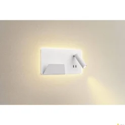 SOMNILA SPOT, lampa ścienna natynkowa LED indoor, 3000K, kolor biały, wersja lewa, ze złączem USB (1003457) - SLV