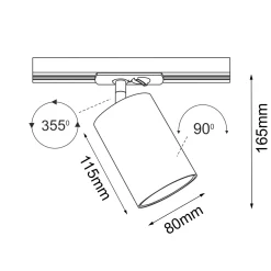 Spot Ace dif track 80 - Czarny - Szynoprzewód 1F 230V (6256) - Brosline