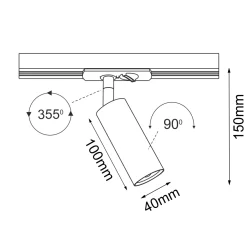 Spot Ace track 40 - Czarny - Szynoprzewód 1F 230V (6252) - Brosline