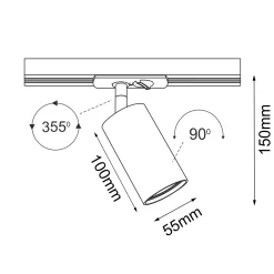 Spot Ace track 55 - Czarny - Szynoprzewód 1F 230V (6254) - Brosline