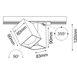 Spot Cube track 1 - Biały - Szynoprzewód 1F 230V (6261) - Brosline
