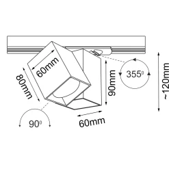 Spot Cube track 1 - Czarny - Szynoprzewód 1F 230V (6260) - Brosline
