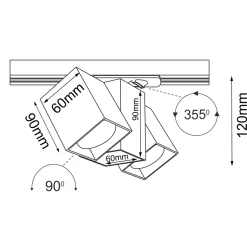 Spot Cube track 2 - Czarny - Szynoprzewód 1F 230V (6262) - Brosline