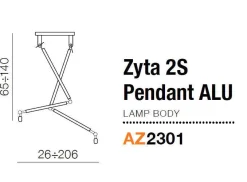 stelaż do lampy Zyta 2S ALU wisząca (podstawa) kolor aluminium (MD2300-2S-ALU) Azzardo