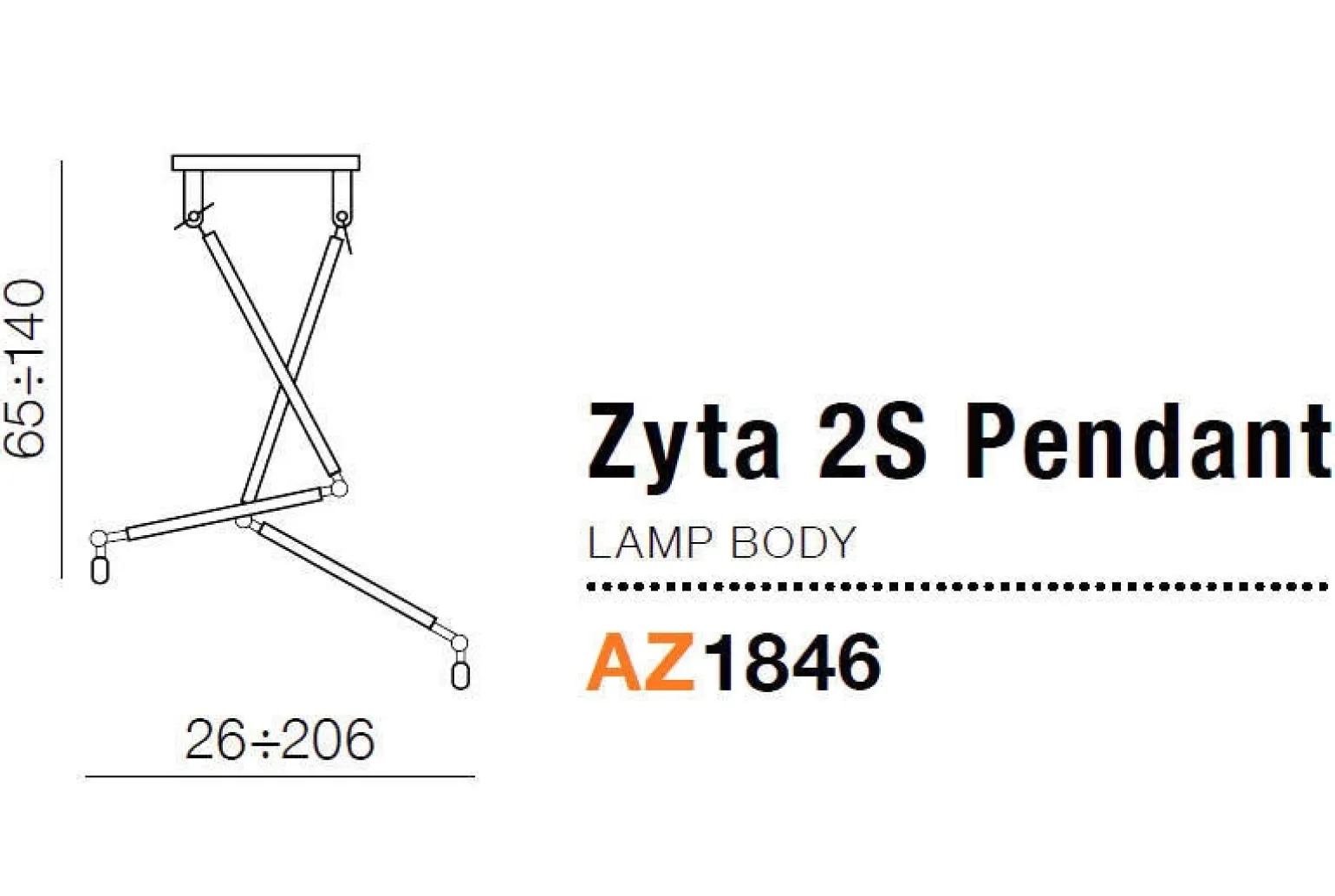 stelaż do lampy Zyta 2S wisząca (podstawa) kolor czarny (MD2300-2S) Azzardo