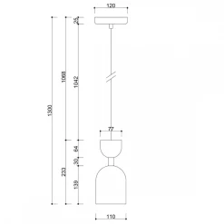 SUPURU beżowa sufitowa lampa wisząca z czarną rurką (SUA1210P0) - Ummo