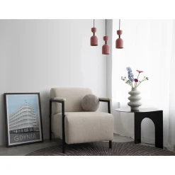 SUPURU melonowa sufitowa lampa wisząca z czarną rurką (SUA125P0) - Ummo